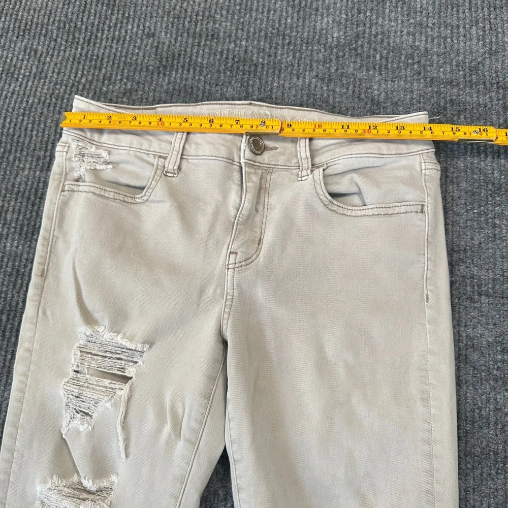 American Eagle Womens Ne(x)t Level Stretch Skinny Jeans 8 Tan Distressed Denim
